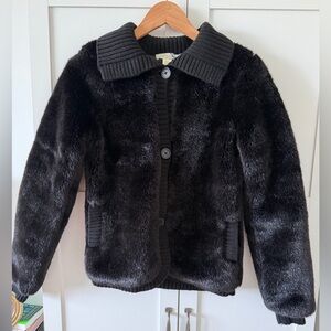 Split Black Faux Fur Jacket